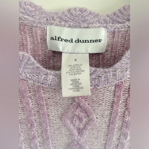 Vintage Alfred Dunner Sweater Ombré Lavender Lilac White Crochet Oversiz…​​ - Picture 4 of 8